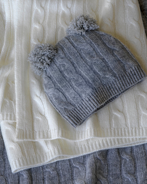 Angel Cable Baby Hat and Blanket Set