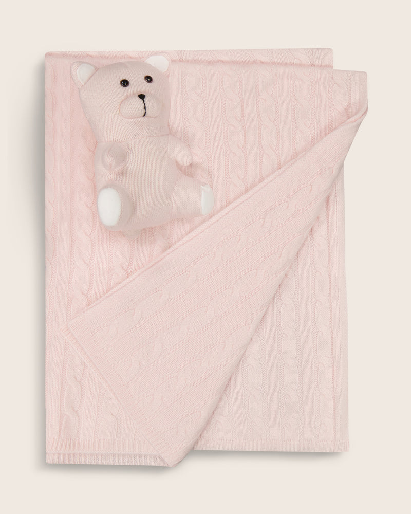 Cashmere Teddy Bear in Soft Pink