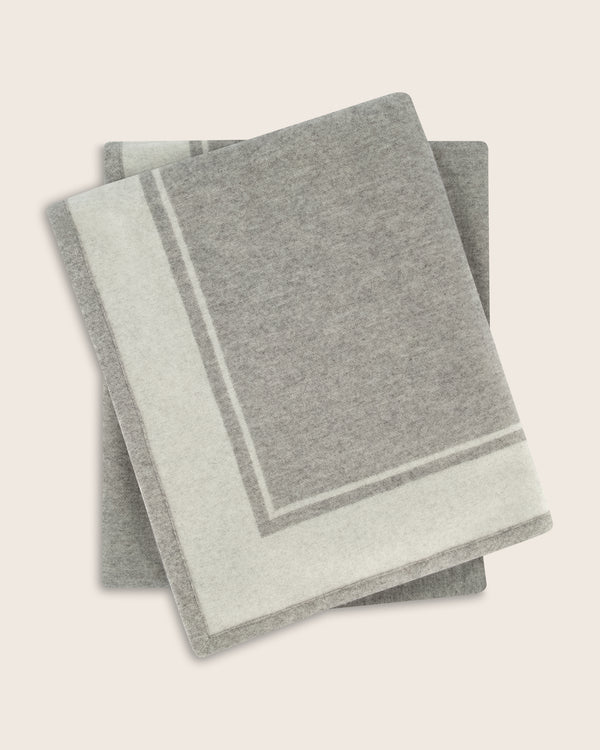 Skyline Border Stripe Cashmere Throw in grey