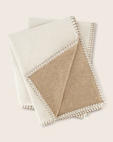 Gotham Whipstitch Dual-Colored Cashmere Throw in beige-taupe