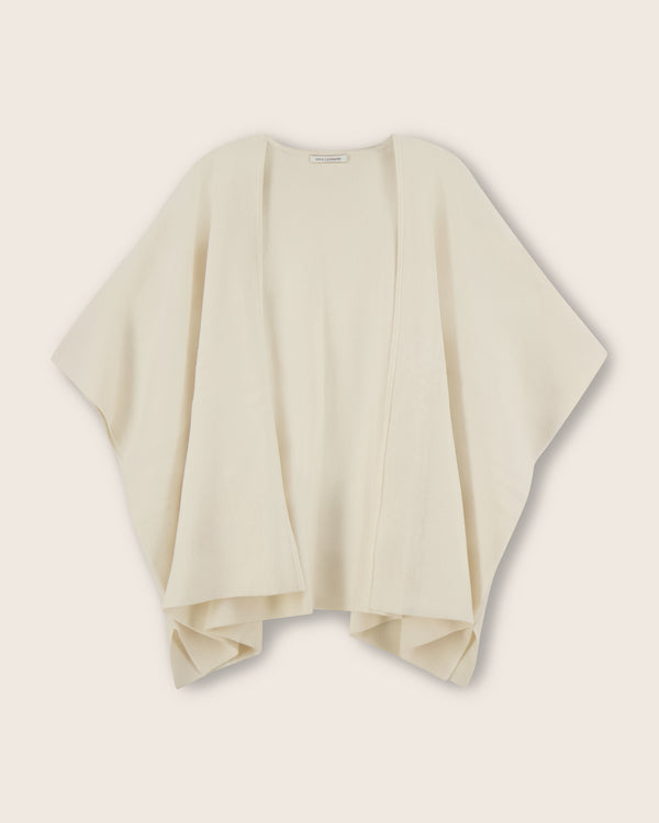 Divina Double Knit Cashmere Cape in ivory front