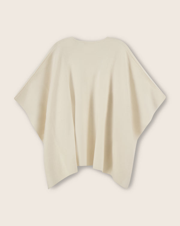 Divina Double Knit Cashmere Cape in ivory back