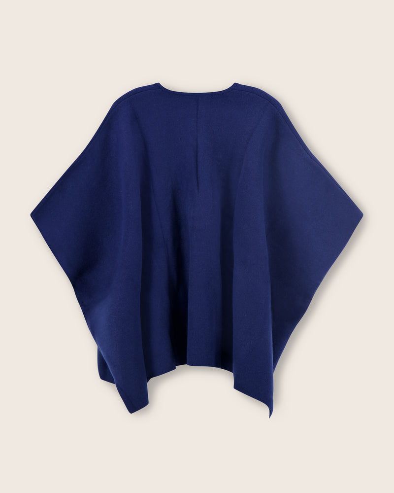 Divina Double Knit Cashmere Cape in navy back