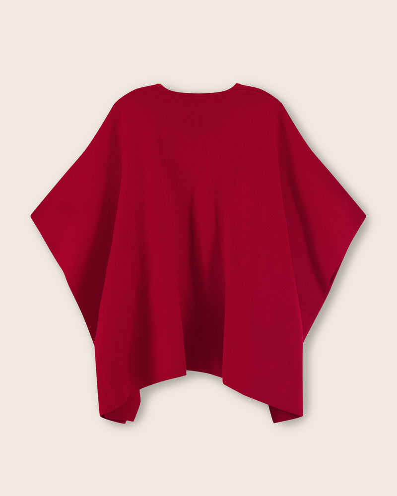 Divina Double Knit Cashmere Cape in red back