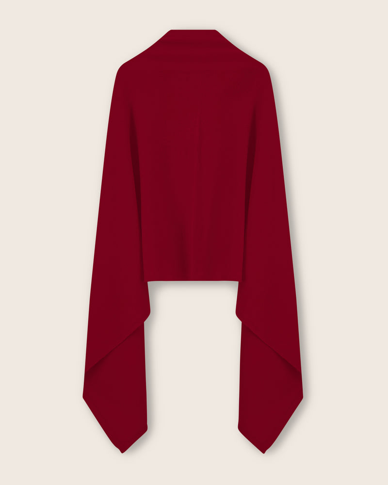 Voyage Cashmere Travel Wrap in deep red back view