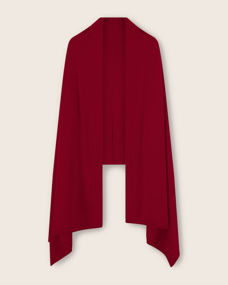 Voyage Cashmere Travel Wrap in deep red front view
