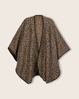 Alpaca Leopard Cape with Napa Leather Trim in Camel Leopard