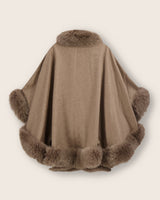 Cervinia Fur Trimmed Cashmere Cape Classic Length