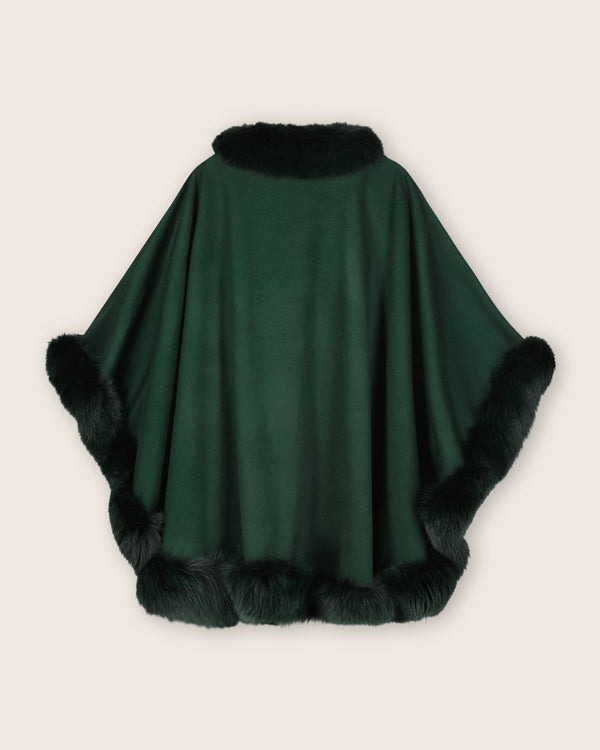 Fur Trimmed Cape in Green