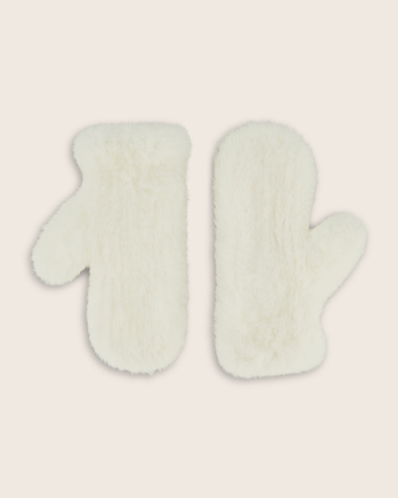 Mink Mittens in ivory