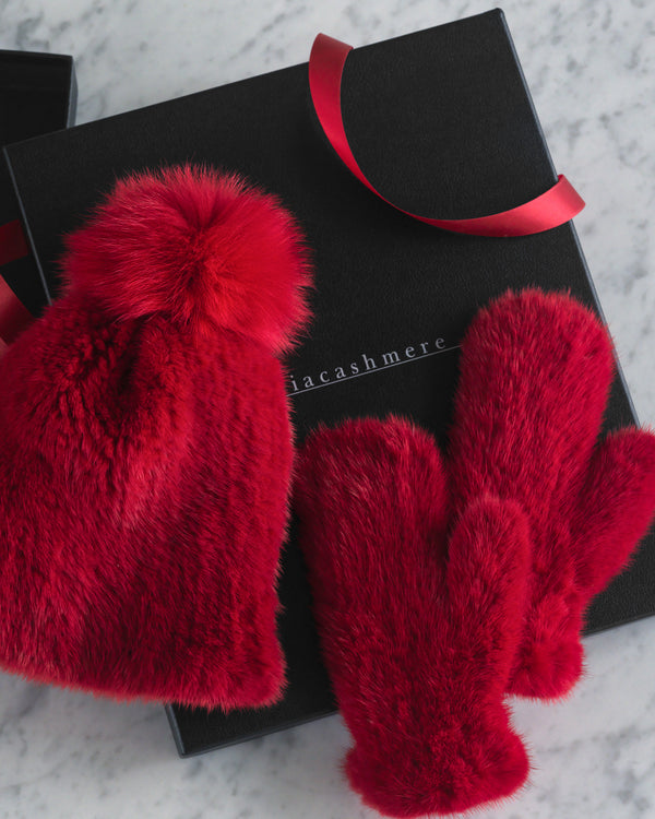 Mink Mittens in red