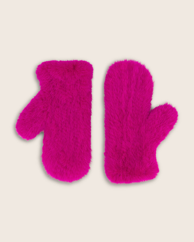 Mink Mittens in fuscia