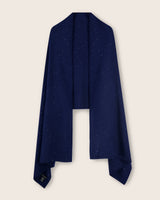 Radiant Cashmere Sequin Wrap in navy front