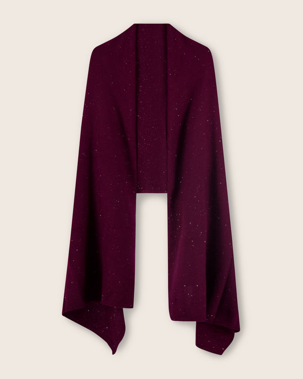 Radiant Cashmere Sequin Wrap in burgundy front