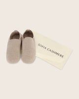 cashmere slippers in oatmeal