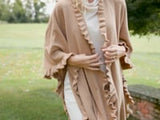 Cashmere ruffle cape in camel